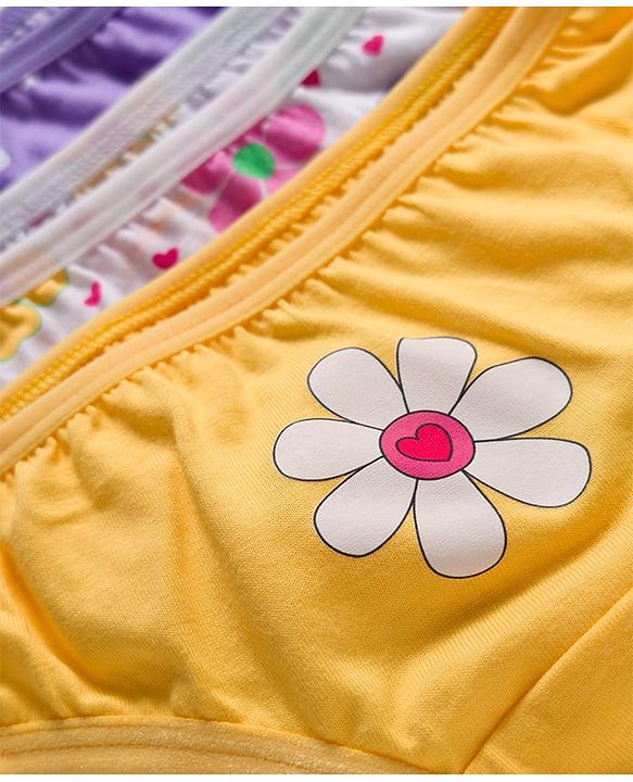 Babyhug 100% Cotton Knit Panties with Floral & Polka Dot Print Pack of 3 - Multicolor