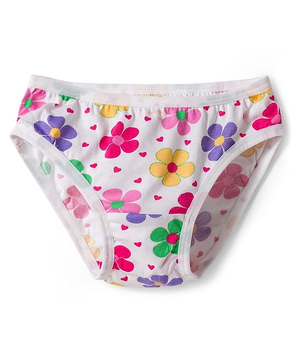 Babyhug 100% Cotton Knit Panties with Floral & Polka Dot Print Pack of 3 - Multicolor