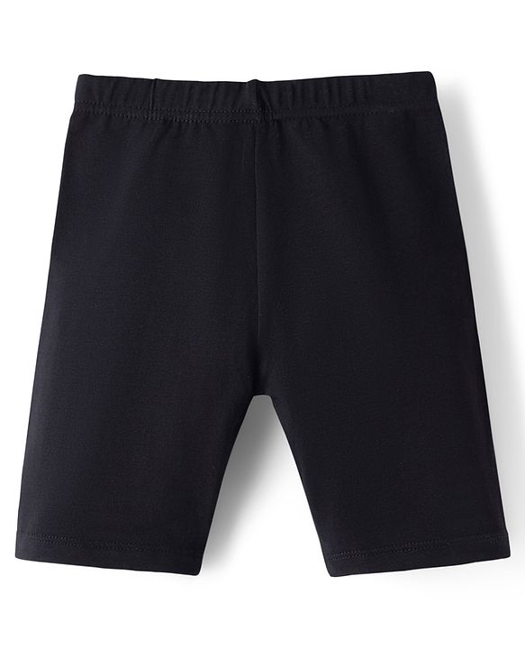 Babyhug Cotton Lycra Knit Mid Thigh Length Cycling Shorts Solid Colour Pack of 3 - Black