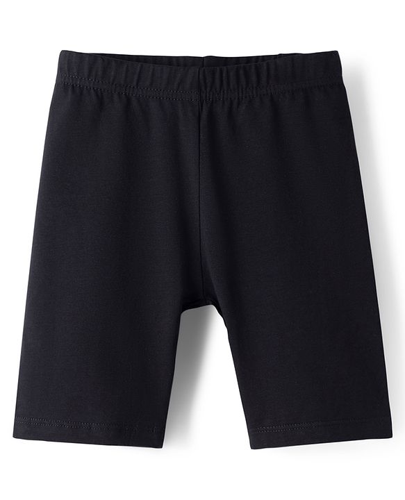 Babyhug Cotton Lycra Knit Mid Thigh Length Cycling Shorts Solid Colour Pack of 3 - Black