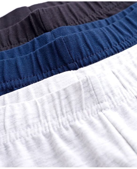 Babyhug Cotton Lycra Knit Solid Colour Cycling Shorts Pack of 3 - White Blue & Black