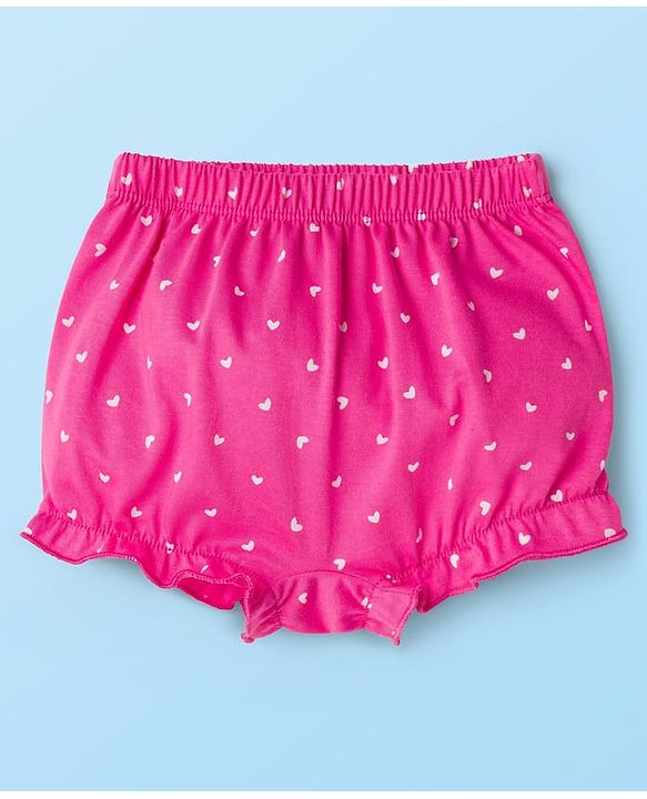 Babyhug 100% Cotton Knit Bloomers with Floral & Heart Print Pack of 3 - Pink & White