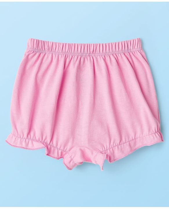 Babyhug 100% Cotton Knit Bloomers with Floral & Heart Print Pack of 3 - Pink & White