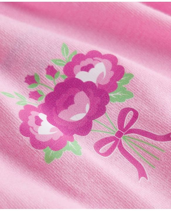 Babyhug 100% Cotton Knit Bloomers with Floral & Heart Print Pack of 3 - Pink & White