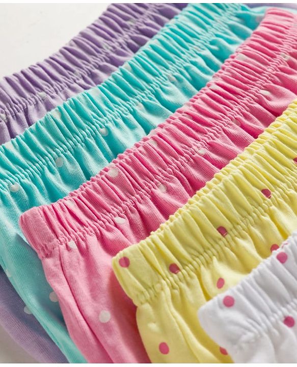 Babyhug 100% Cotton Single Jersey Knit Bloomers With Polka Dots Print Pack of 5 - Multicolor