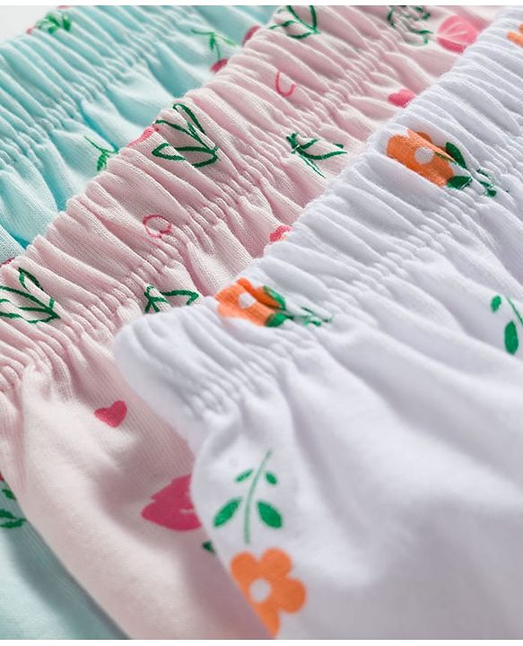 Babyhug 100% Cotton Knit Bloomers With Floral Print Pack of 3 - Multicolor