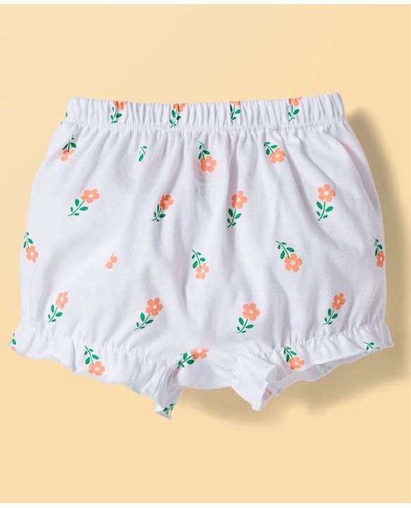 Babyhug 100% Cotton Knit Bloomers With Floral Print Pack of 3 - Multicolor