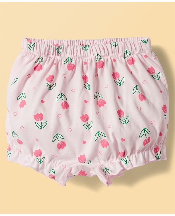 Babyhug 100% Cotton Knit Bloomers With Floral Print Pack of 3 - Multicolor
