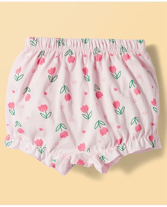 Babyhug 100% Cotton Knit Bloomers With Floral Print Pack of 3 - Multicolor