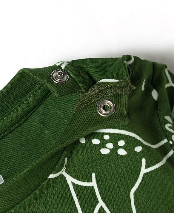 Babyhug Cotton Knit Full Sleeves T-Shirt & Pyjama Co-ord Glow in Dark Night Suit With Dino Print - Green