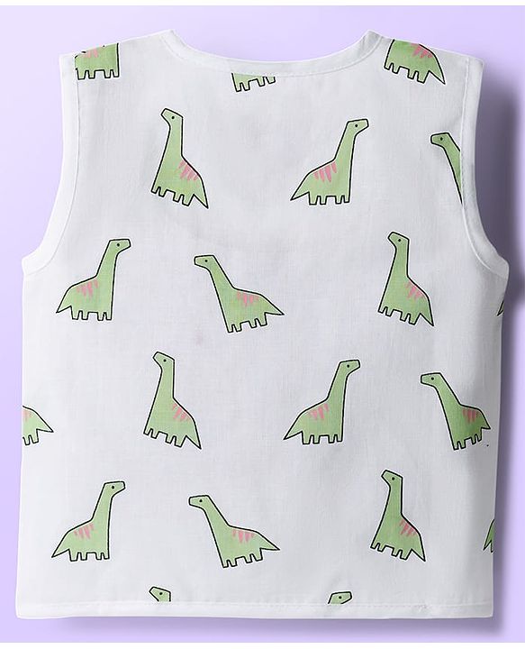 Babyhug 100% Cotton Woven Sleeveless Front Open Jhablas with Animal Print Pack of 3 - Multicolor