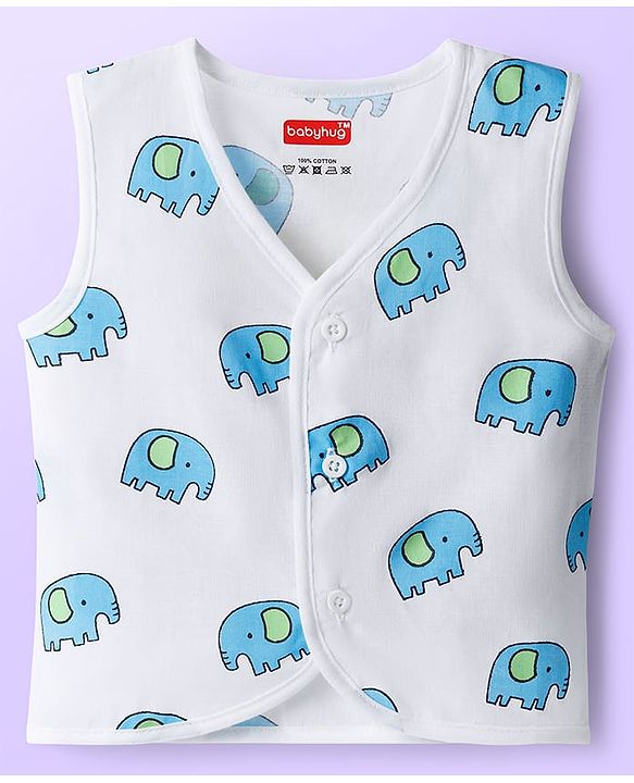 Babyhug 100% Cotton Woven Sleeveless Front Open Jhablas with Animal Print Pack of 3 - Multicolor