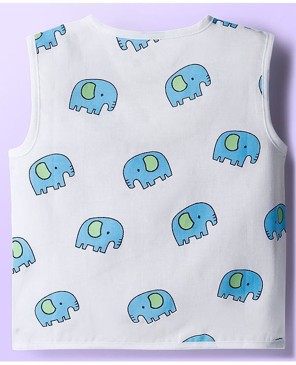 Babyhug 100% Cotton Woven Sleeveless Front Open Jhablas with Animal Print Pack of 3 - Multicolor
