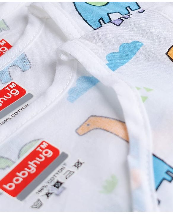 Babyhug 100% Cotton Woven Sleeveless Front Open Jhablas with Animal Print Pack of 3 - Multicolor