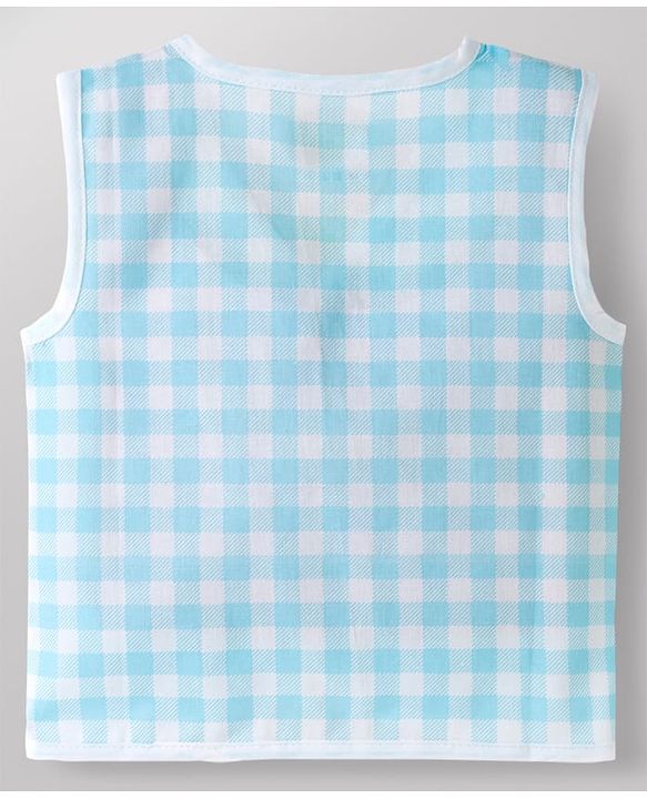 Babyhug 100% Cotton Knit Sleeveless Sea Life Theme Printed Front Open Jhablas Pack of 3 - Blue & White