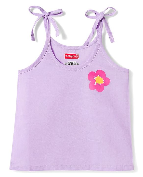 Babyhug 100% Cotton Woven Sleeveless Floral Printed Shoulder Tie Up Slips Pack Of 3 - Multicolour