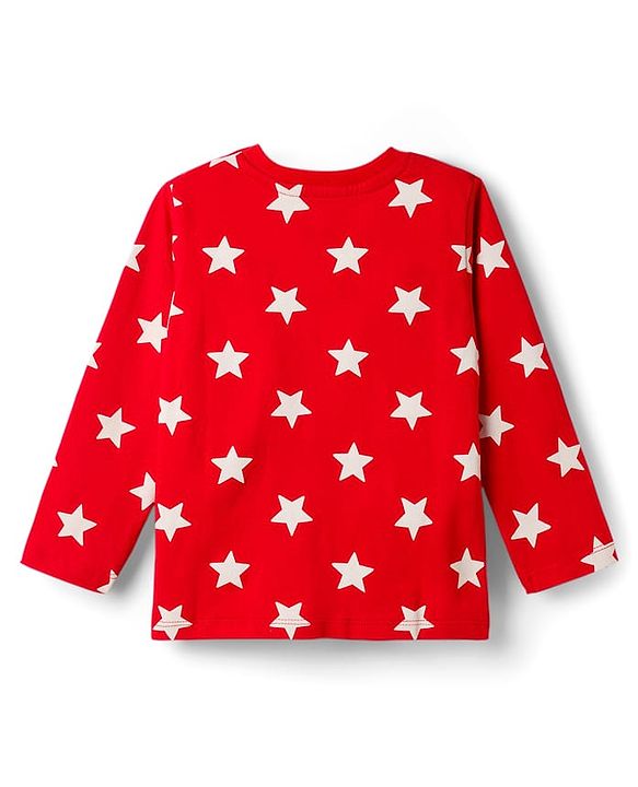 Babyhug 100% Cotton Knit Full Sleeves T-Shirt & Pajama Night Suits with Star Print & Stripes Pack of 2 - Navy Blue & Red