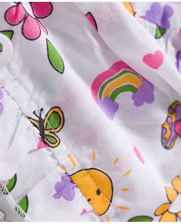 Babyhug 100% Cotton Knit Caps with Knot Solid, Heart & Rainbow Print Pack of 3 Multicolour - Diameter 11 cm