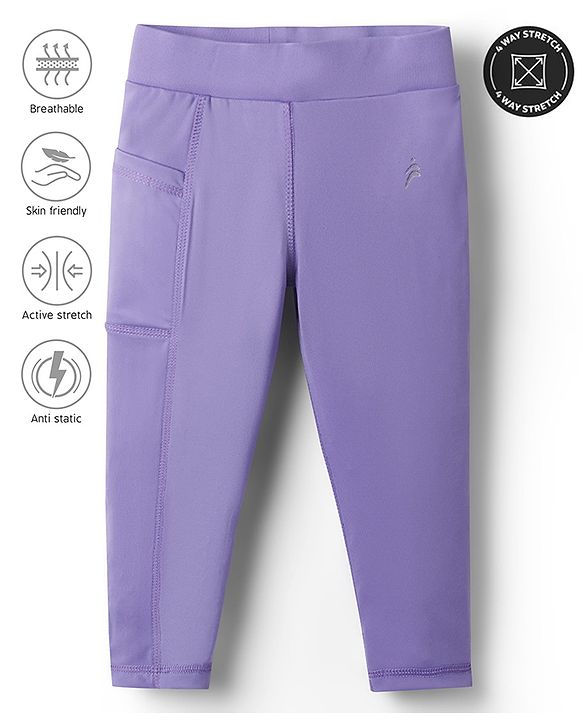 Pine Active Premium Ultra Comfort Super Stretch Aero Solid Colour Capri Leggings - Purple