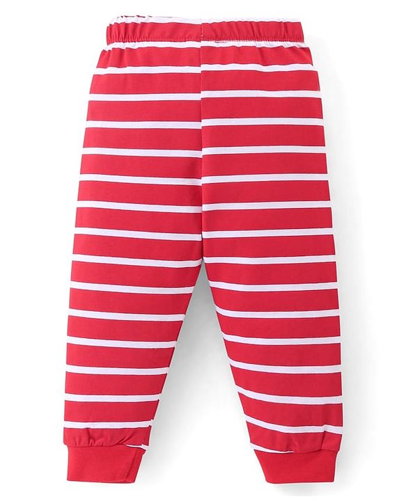 Babyhug Cotton Knit Full Sleeves T-Shirt & Pyjama Co-Ord Night Suit Set with Dino Print Pack of 2 - Red & Blue