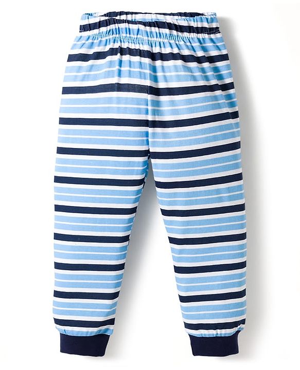 Babyhug 100% Cotton Knit Full Sleeves T-Shirt & Pajama Night Suits with Panda Print & Stripes Pack of 2 - Multicolor