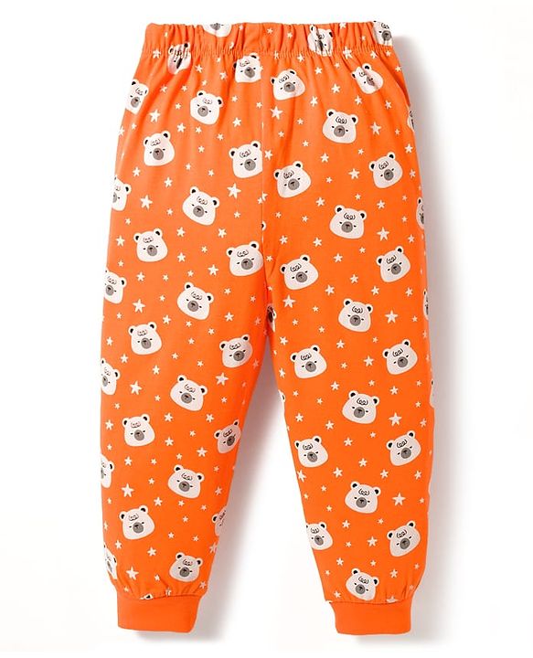 Babyhug 100% Cotton Knit Full Sleeves T-Shirt & Pajama Night Suits with Panda Print & Stripes Pack of 2 - Multicolor