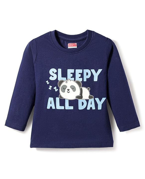 Babyhug 100% Cotton Knit Full Sleeves T-Shirt & Pajama Night Suits with Panda Print & Stripes Pack of 2 - Multicolor