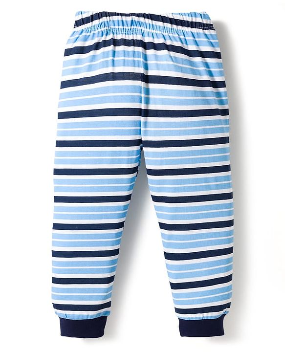 Babyhug 100% Cotton Knit Full Sleeves T-Shirt & Pajama Night Suits with Panda Print & Stripes Pack of 2 - Multicolor