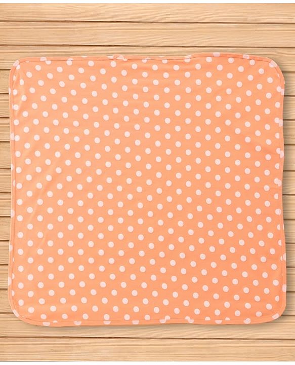 Babyhug Cotton Knit Hooded Wrapper With Polka Dot Print L 73 x B 72 cm - Orange