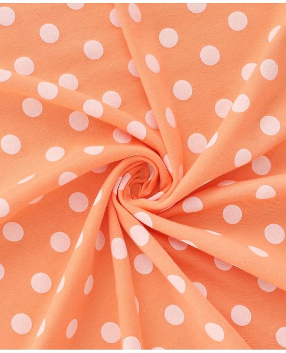 Babyhug Cotton Knit Hooded Wrapper With Polka Dot Print L 73 x B 72 cm - Orange