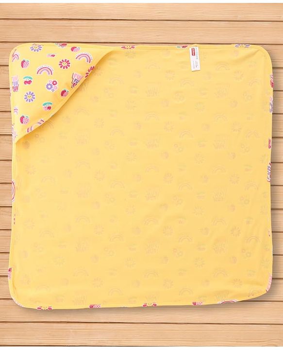 Babyhug Cotton Knit Hooded Wrapper With Polka Dot Print L 73 x B 72 cm - Yellow