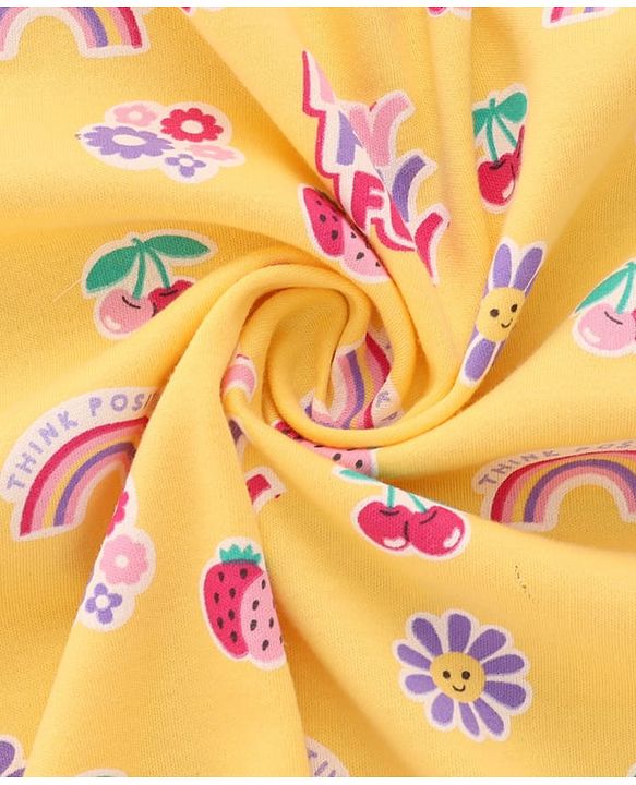 Babyhug Cotton Knit Hooded Wrapper With Polka Dot Print L 73 x B 72 cm - Yellow