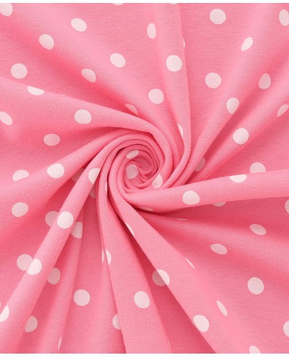 Babyhug Cotton Knit Hooded Wrapper With Polka Dot Print L 73 x B 72 cm - Pink