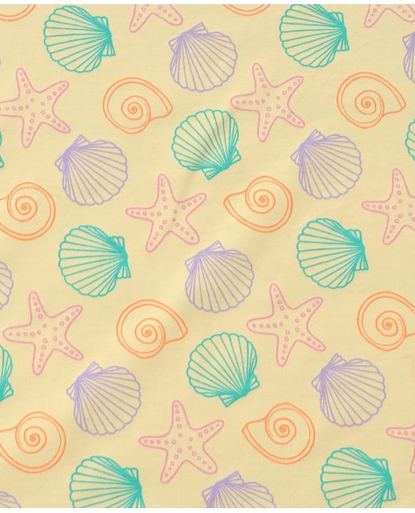 Babyhug Cotton Knit Hooded Wrapper With Sea Life Theme Print L 73 x B 72 cm - Yellow