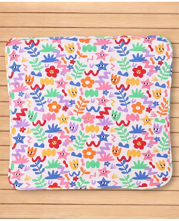 Babyhug Cotton Knit Hooded Wrapper With Polka Dot Print L 73 x B 72 cm - White