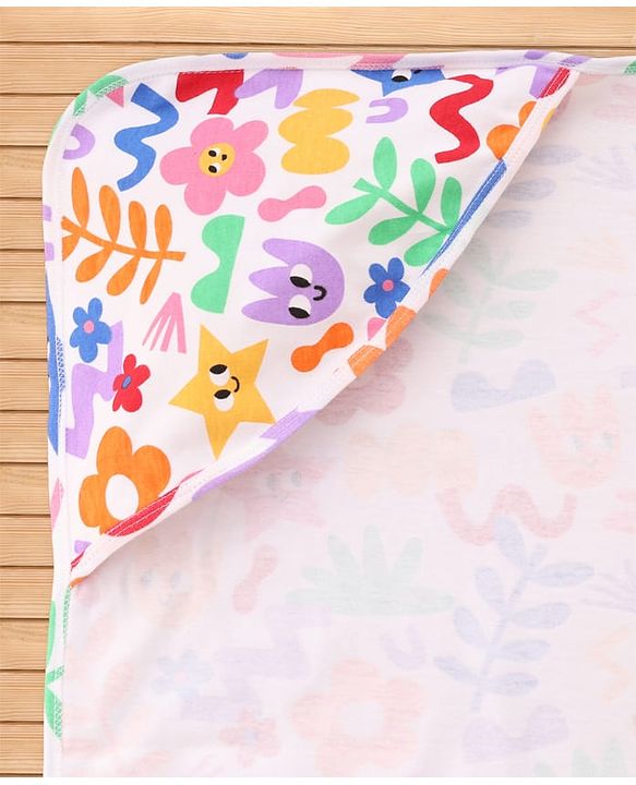 Babyhug Cotton Knit Hooded Wrapper With Polka Dot Print L 73 x B 72 cm - White