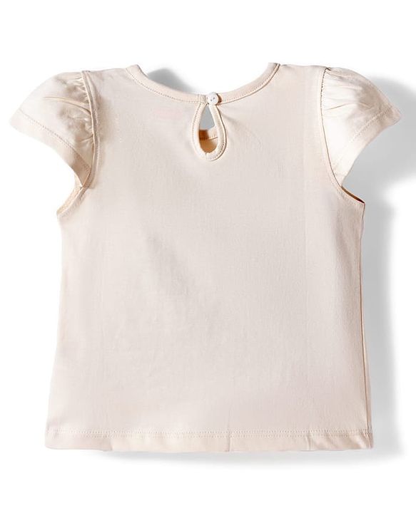 Babyhug Cotton Knit Half Sleeves T-Shirt Text Print - Cream