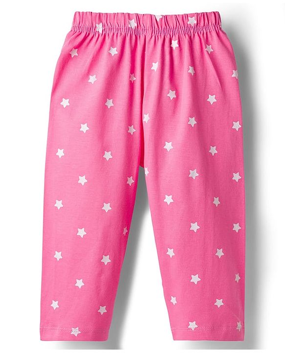 Babyhug 100% Cotton Knit Full Sleeves Moon & Star Printed Pyjama Night Suit Pack Of 2 - Pink & Purple