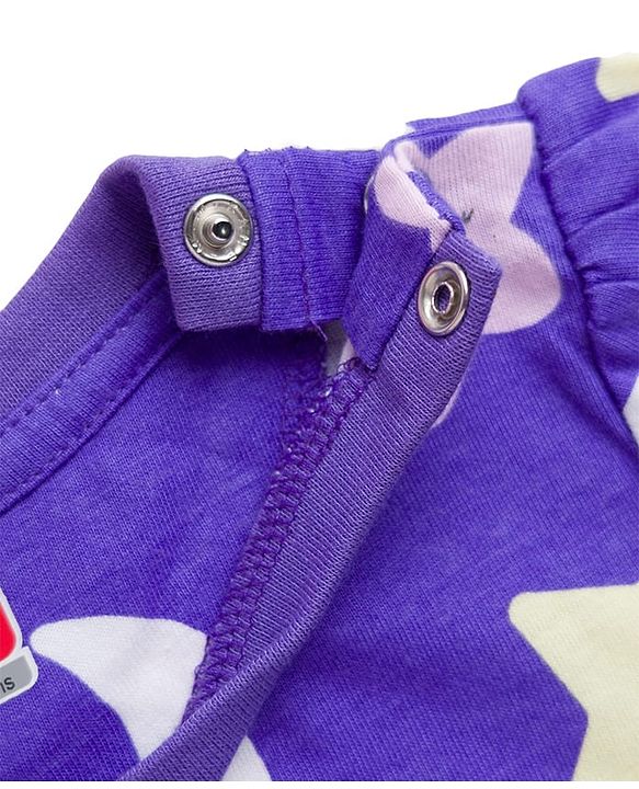 Babyhug 100% Cotton Knit Full Sleeves Moon & Star Printed Pyjama Night Suit Pack Of 2 - Pink & Purple