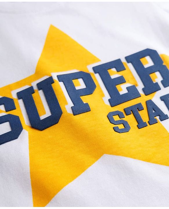 Babyhug 100% Cotton Knit Half Sleeves T-Shirt With Super Star Text Print - White