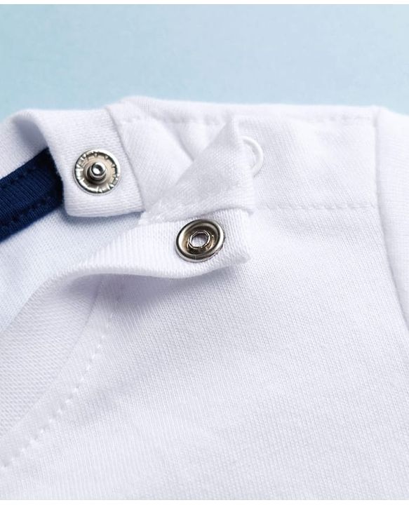 Babyhug 100% Cotton Knit Half Sleeves T-Shirt With Super Star Text Print - White