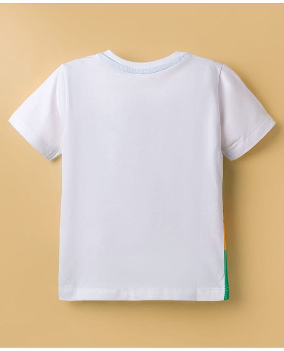 Babyhug Cotton Knit Half Sleeves T-Shirt with Adventure Print - White