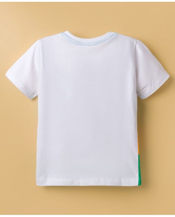 Babyhug Cotton Knit Half Sleeves T-Shirt with Adventure Print - White