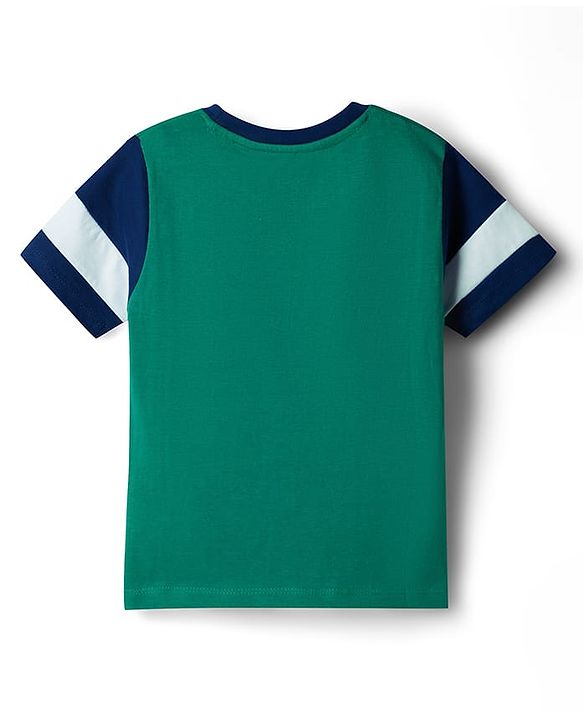Babyhug Cotton Knit Half Sleeves T-Shirt with LA Embroidery - Multicolor