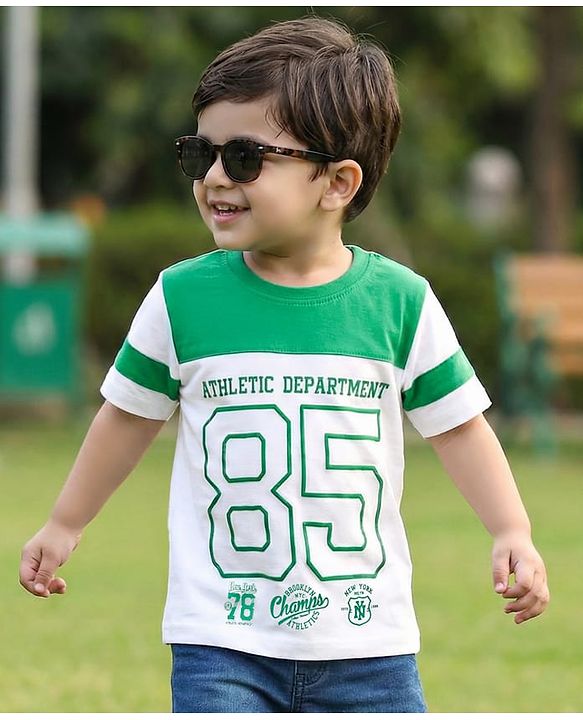 Babyhug 100% Cotton Knit Half Sleeves Sports Theme Printed T-Shirt - Multicolour
