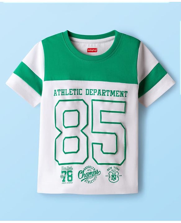 Babyhug 100% Cotton Knit Half Sleeves Sports Theme Printed T-Shirt - Multicolour