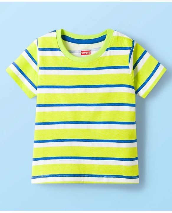 Babyhug 100% Cotton Knit Half Sleeves T-Shirts With Stripes & Beach Theme Printed Pack Of 3 - Multicolour
