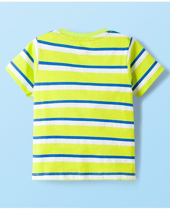 Babyhug 100% Cotton Knit Half Sleeves T-Shirts With Stripes & Beach Theme Printed Pack Of 3 - Multicolour