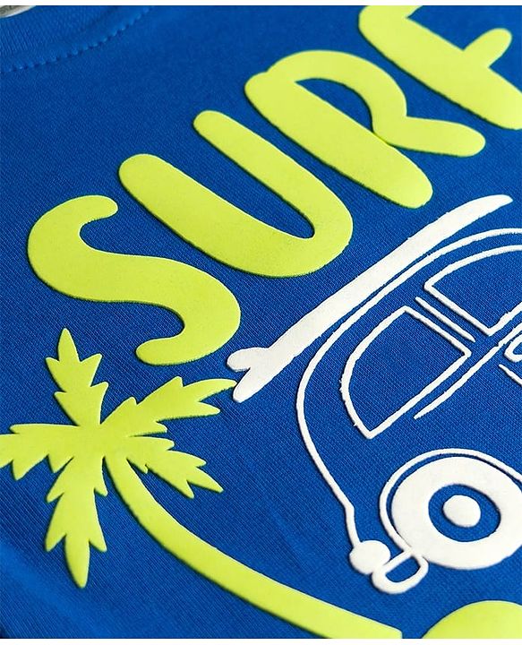 Babyhug 100% Cotton Knit Half Sleeves T-Shirts With Stripes & Beach Theme Printed Pack Of 3 - Multicolour