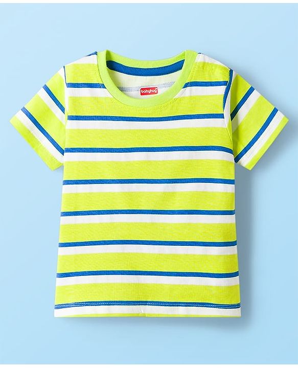 Babyhug 100% Cotton Knit Half Sleeves T-Shirts With Stripes & Beach Theme Printed Pack Of 3 - Multicolour